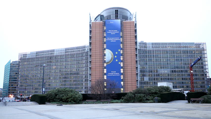 BRUSSELS, BELGIUM - DECEMBER 20: Traffic in front of European Commission Building in Brussels, Belgium on December 20, 2011.