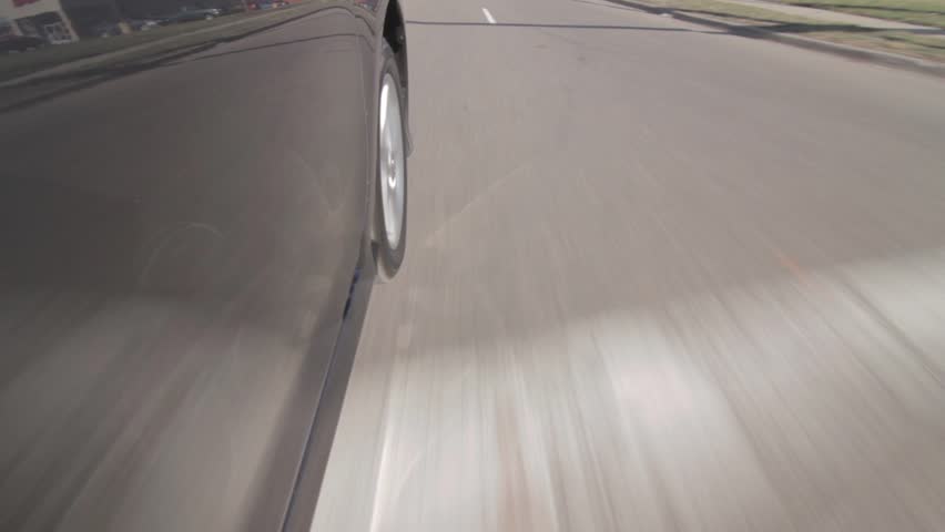 Driving footage, wide angle, road passing