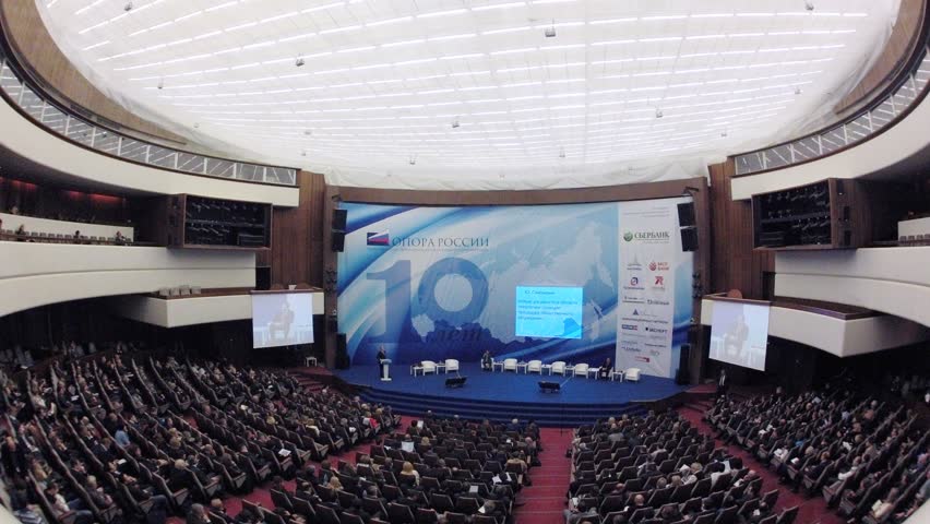 MOSCOW - NOV 14: (Timelapse) Participants gather on Russian Businessmen Association forum 10th edition Support of Russia, Nov 14, 2012, Moscow, Russia. Forum took place at Hilton Leningradskaya Hotel