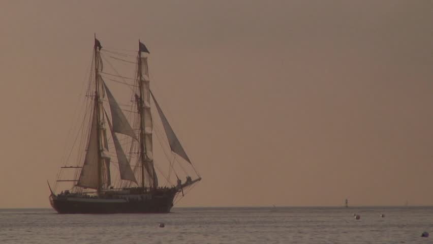 Sailing ship in the sunset