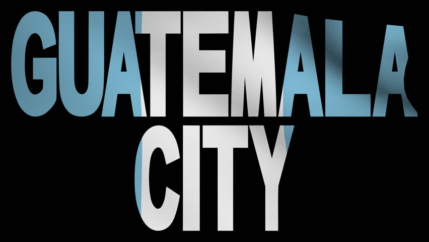 Guatemala City text with fluttering flag animation