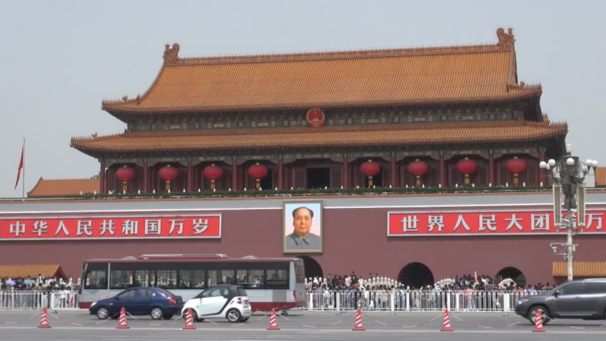 BEIJING, CHINA - APRIL 25, 2012, Fast motion of Forbidden city and traffic street by day