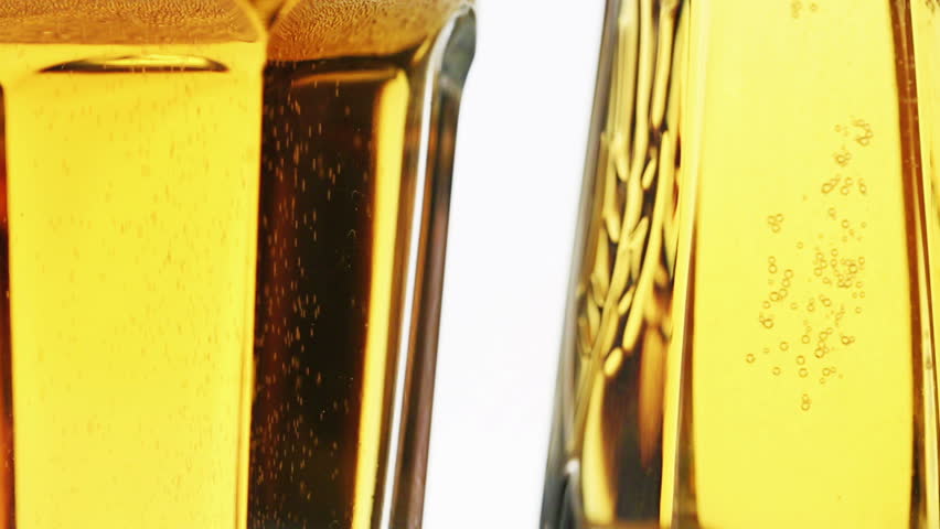 Lager beer glass with bubbles, sliding video