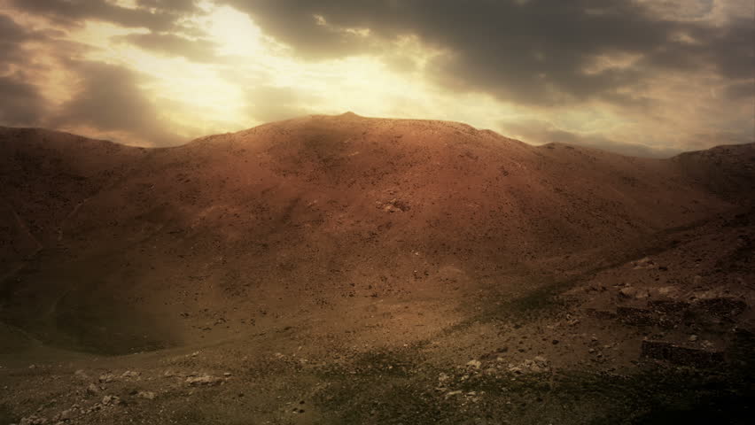Panoramic of High Atlas mountains in Morocco with timelapse cloudscape