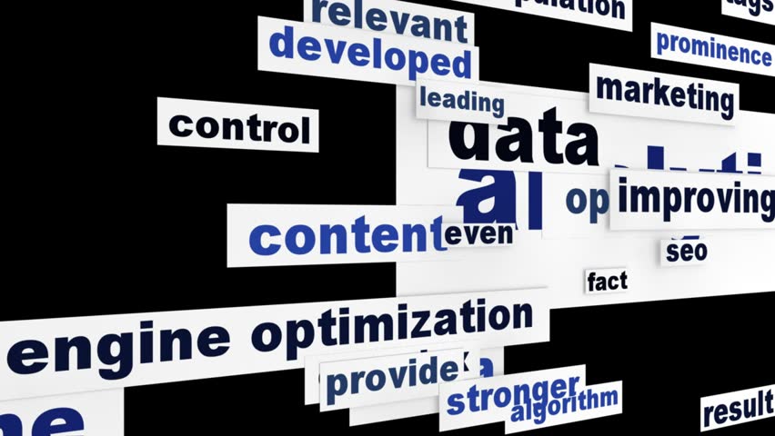 Analytics creative words message. Data optimization creative background