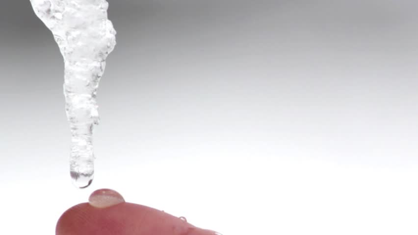 dripping icicle,droplet at the tip of your finger
