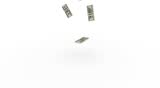 rain of falling packs with dollars