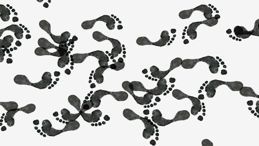 Animated footprints on white background