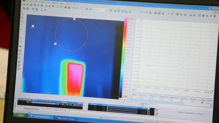 MOSCOW - FEB 28: Panel with an infrared image of a hand at Expo Coating, on Feb 28, 2013 in Moscow, Russia. Corrosion is the main problem discussed at the exhibition