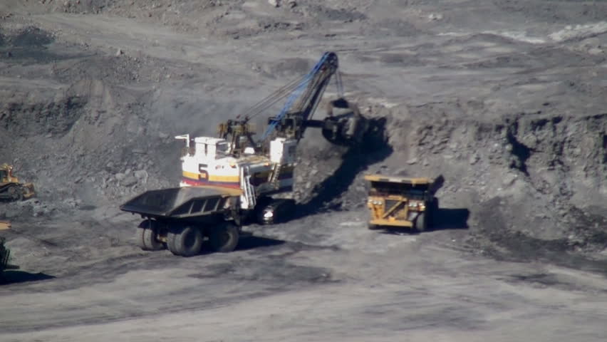 Excavator in Open Pit Mine
