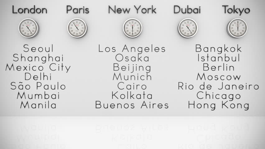 World Clocks and Big Cities Background