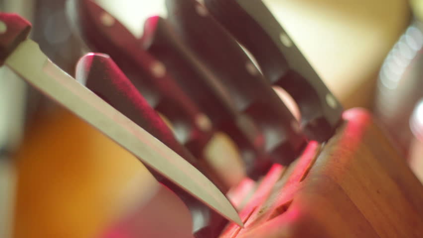 Kitchen knives in a kitchen