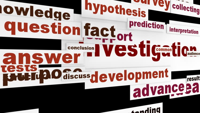 Investigation creative slogan animation. Data analysis message design