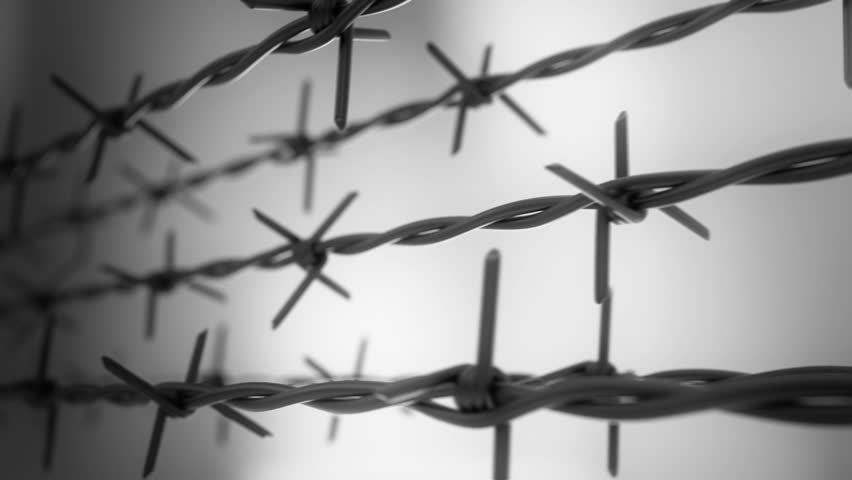 Barbed wire fence loopable animation.