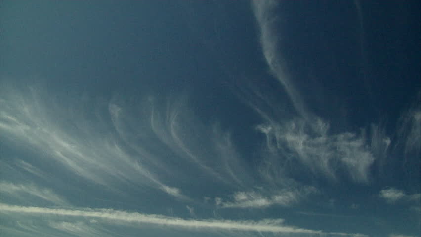 Cirrus Uncinus. Feathery streaks of ice crystals falling from small cells are characteristic of cirrus Uncinus, aka mares' tails