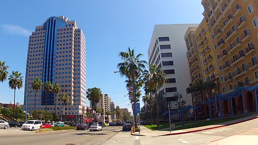LONG BEACH, CA - APRIL 2, 2013: Ocean Boulevard with the Wells Fargo Building circa 2013 in Long Beach. Long Beach is a west coast financial hub due to its proximity to Long Beach harbor. 