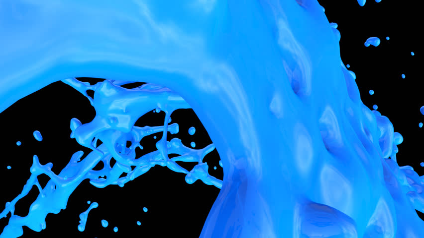blue paint splash in extreme slow motion, isolated on black (FULL HD)