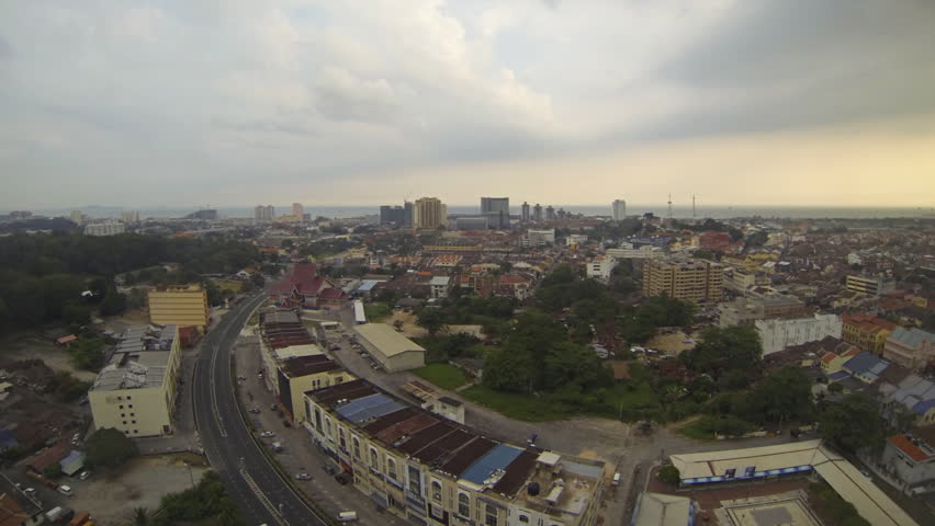 MALACCA - MARCH 23: Panning timelapse with zoom of the city of  Malacca in Malaysia with the  observation tower and Malacca strait on the background in Malacca Malaysia 23th March 2013
