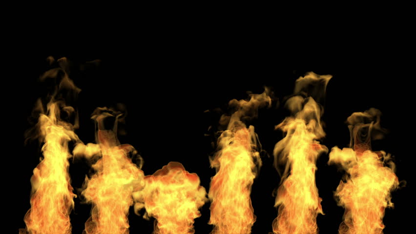separated tongues of flame, fire isolated on black, alpha channel, hd, 1920x1080