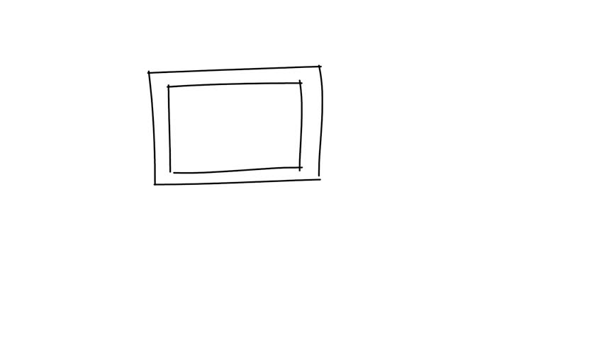 Simple desktop computer line art icon animated while drawn, whiteboard animation - scribe, green or white backgrounds.