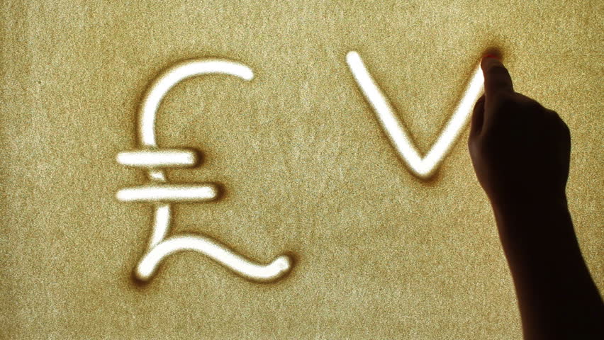 Currency Symbols, drawn by a finger on sand, Sand Painting
