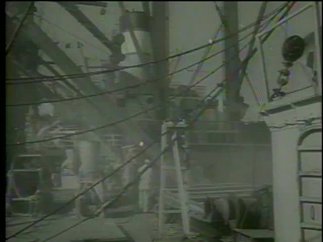 The grain is being transferred from a wheat silo into the ship's hull for a shipment to the Soviet Union, Norfolk, VA circa 1964-MGM PICTURES, UNIVERSAL-INTERNATIONAL NEWSREEL, USA, filmed in 1964