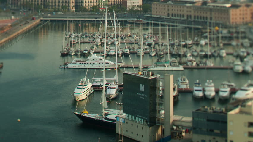 timelapse of the beautiful barcelona skyline shot from a high vantage point