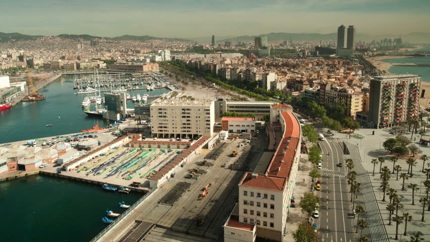 timelapse of the beautiful barcelona skyline shot from a high vantage point
