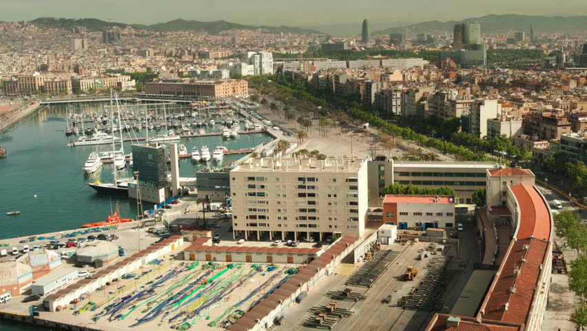 timelapse of the beautiful barcelona skyline shot from a high vantage point
