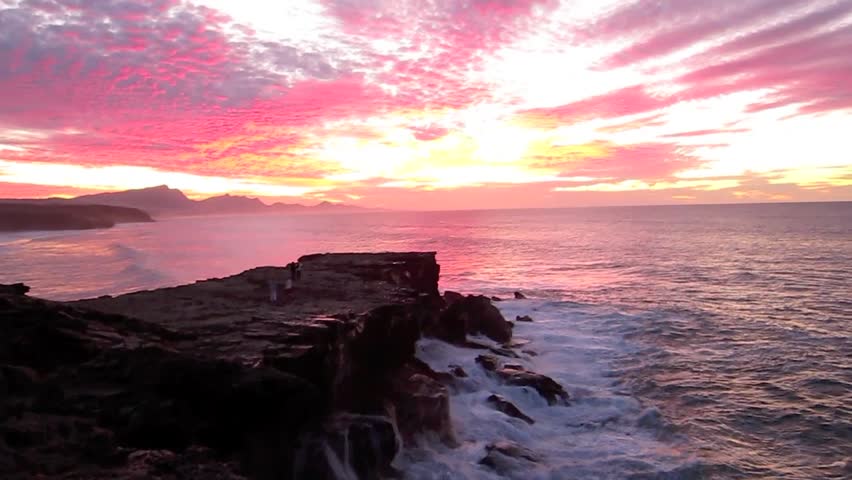 great sunset view from La Pared's cliff in Fuerteventura, Canary