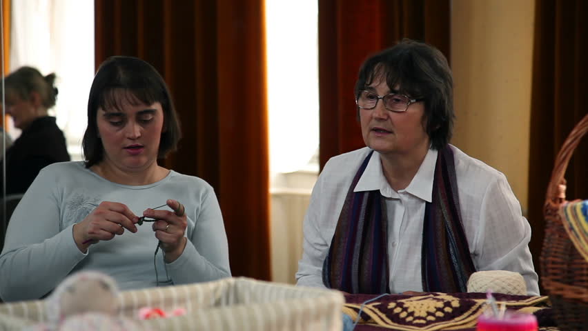 Shot of participants of the Knitting course during the class