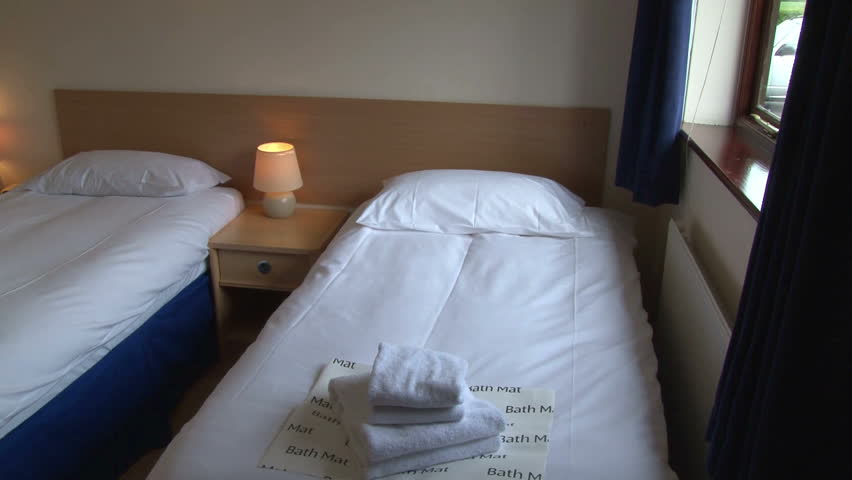Twin motel guest room.