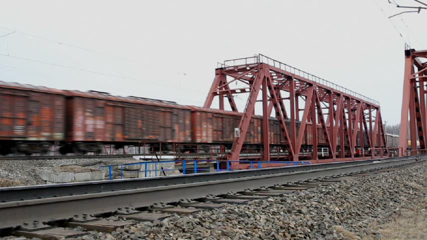 Freight train traveling on the railroad