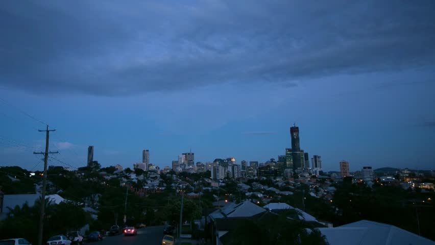 moonrise over Brisbane city, Queensland, Australia
