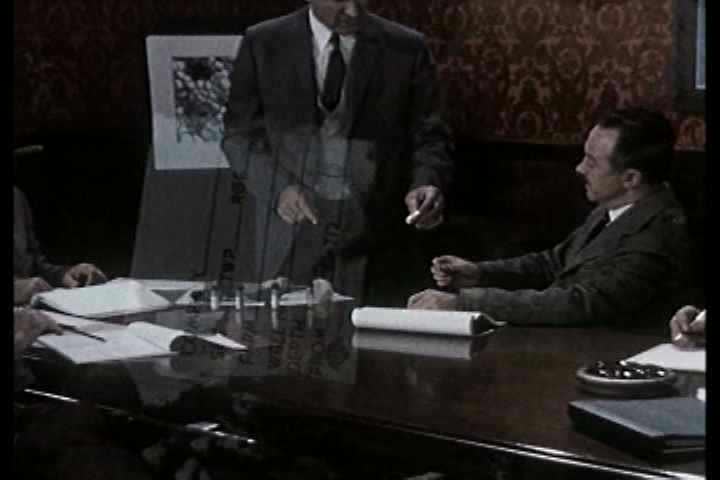 1950s - A historical re-enactment of a Western figure telling board members all about natural gas exploration.