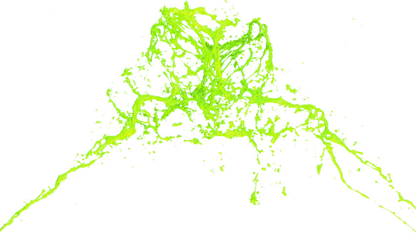 green paint splashes collide in slow motion, isolated on white (FULL HD)