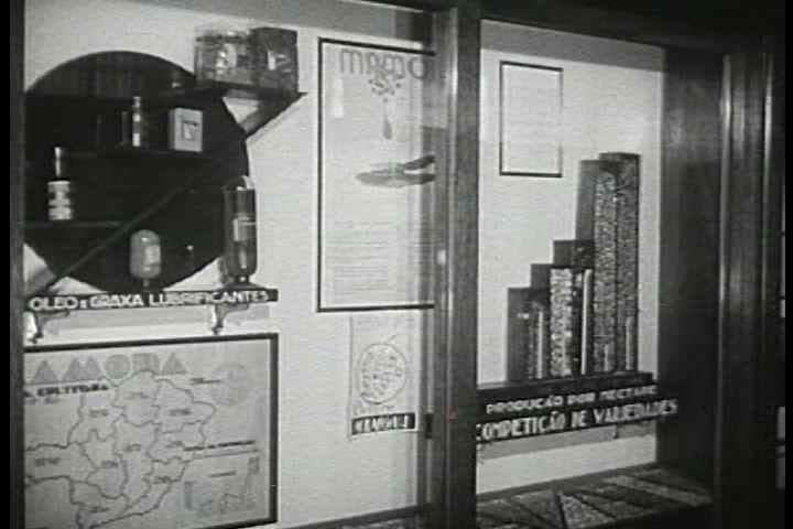1940s - Samples of agricultural and manufactured products are shown at the museum. Factories, homes, apartments and schools that have been built in Belo Horizonte are also seen.