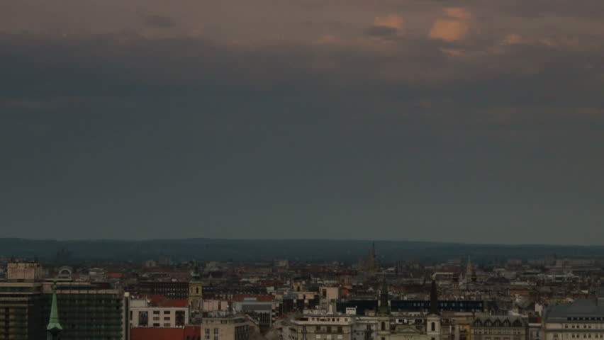 Budapest skyline with Danube river zoom out 