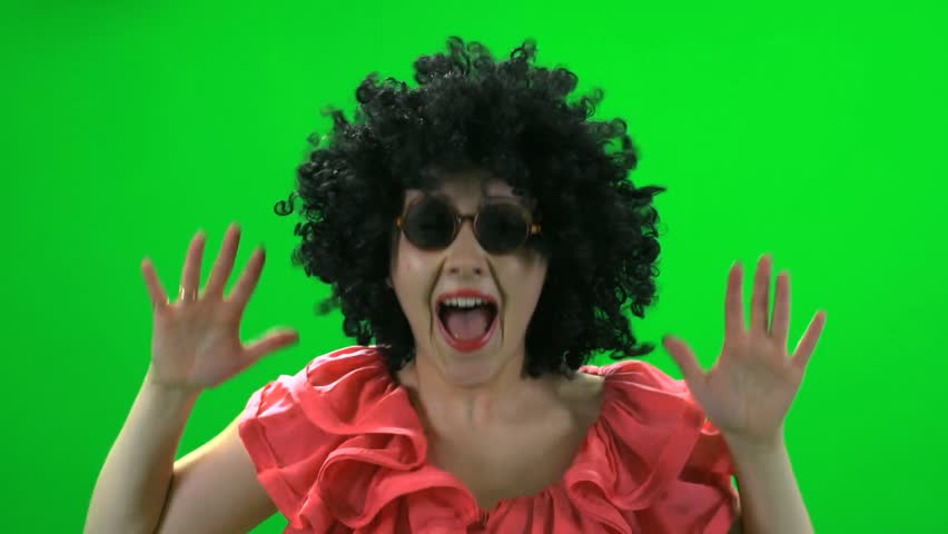 women fun dance against green screen