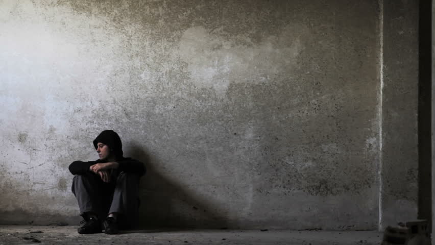 Depressed Young Man in Abandoned Building Unemployment Depression Concept HD