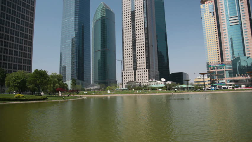 the modern building of the lujiazui financial centre in shanghai china.