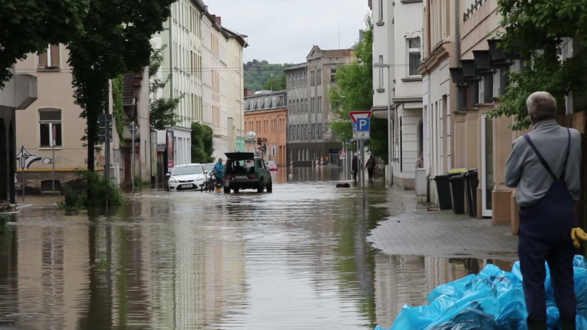 GERA - JUNE 3: The massive flooding on June 3, 2013 in Gera, Germany. natural disaster