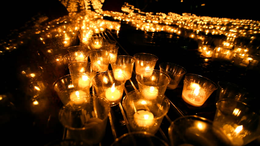 small candles wide shot
