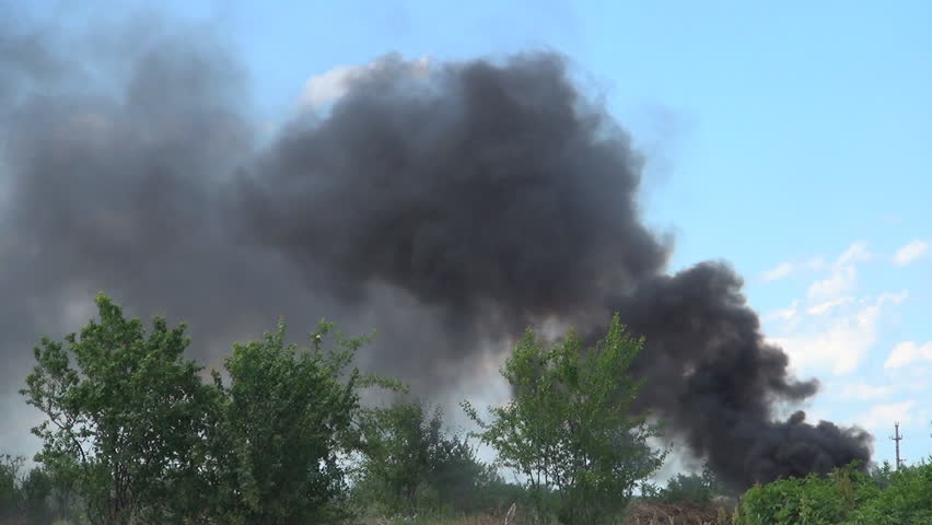 Black Smoke Clouds, Nature Pollution, Burning Fire, Ecological Disaster