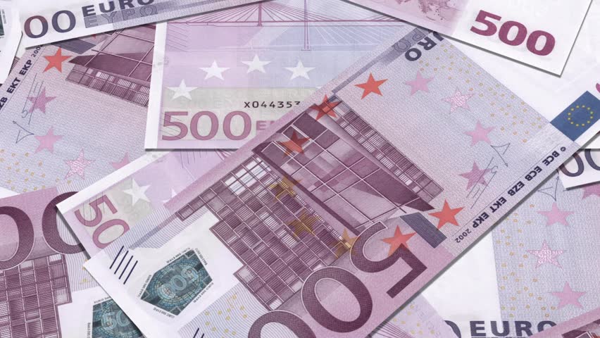 Euro Money 500 banknotes background, Stack of 500 euro bills,  European Union Currency. 