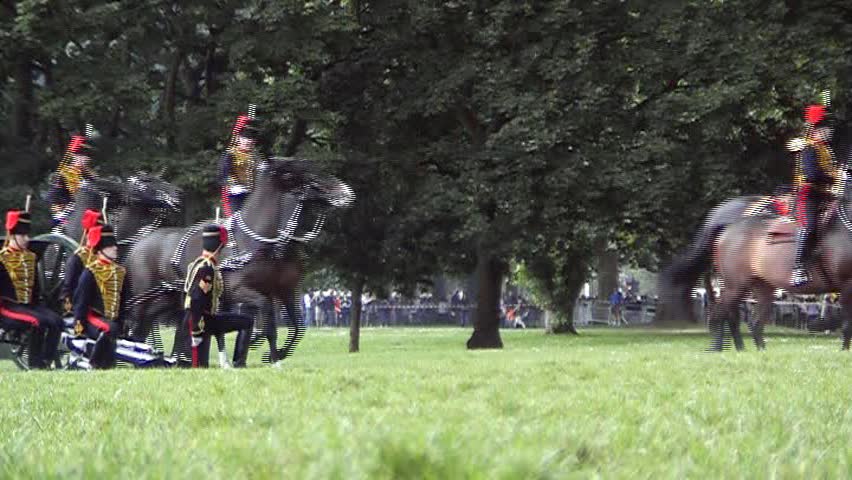 Royal guards taking part in the Queen's birthday celebration.