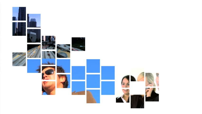 Collage of business & communication moving graphics