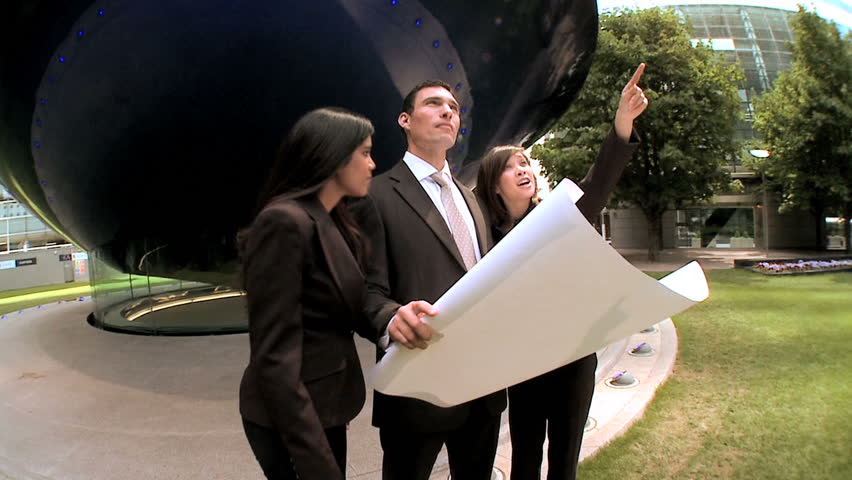 Steadicam with young architects facilitating city construction