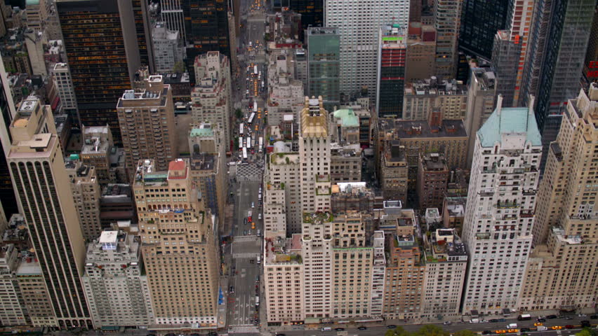 New York City buildings, overhead aerial shot