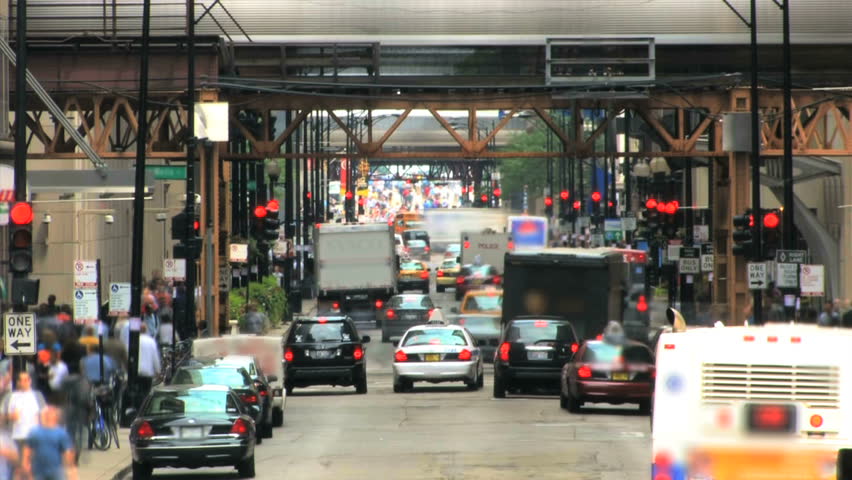 A busy city street (Chicago) 